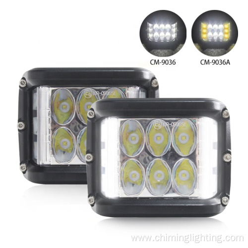 Chiming high performance 3.8 Inch square 12 pods 36w auto Led work lamp with strobe side lights